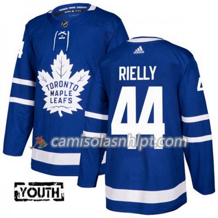 Camisola Toronto Maple Leafs Morgan Rielly 44 Adidas 2017-2018 Azul Authentic - Criança